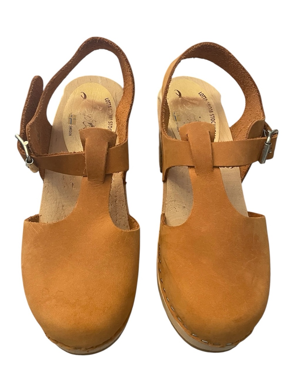 Lotta From Stockholm Cognac Leather Wooden Clogs | Swedish Handmade | Size EU 39 - Picture 4 of 4